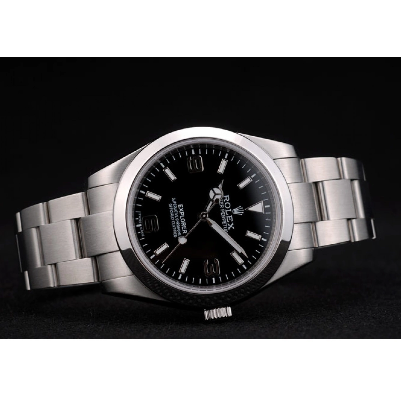 Good copy rolex watches Rolex Black 41984 Dial Stainless Explorer Steel Bezel 0711